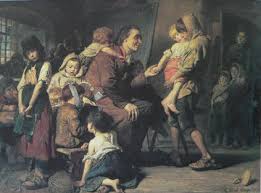 Ilustración de J.H.Pestalozzi con los niños pobres
