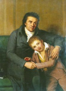 Retrato de J.H. Pestalozzi junto a su nieto Teófilo