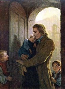 Johann Heinrich Pestalozzi recogiendo a los niños de la calle